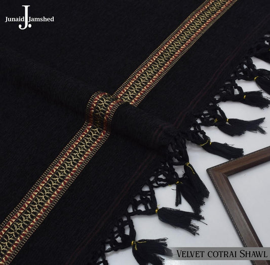 J. velvet shawl for winter Black